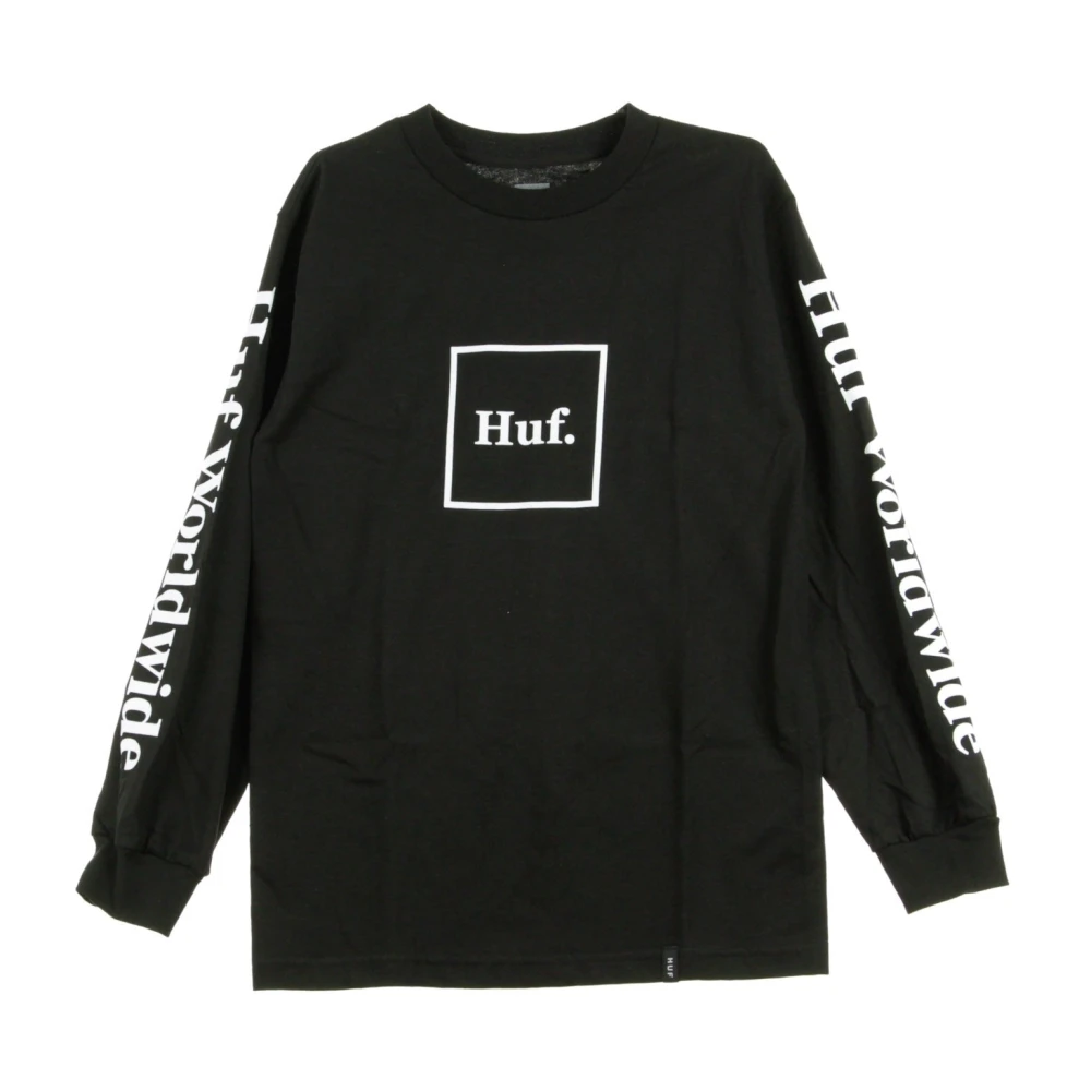 HUF Heren Lange Mouw T-shirt Zwart Wit Black Heren