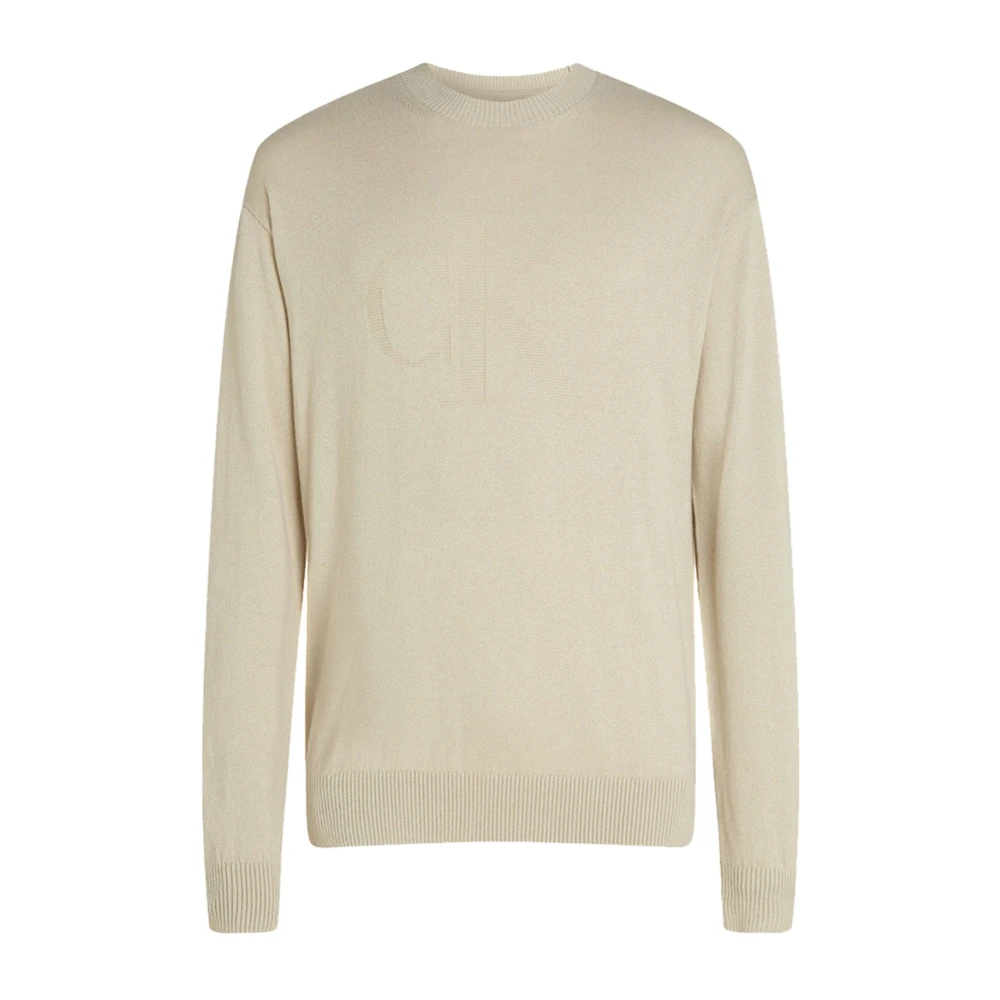 Calvin Klein Jeans Heren Logo T-shirt in effen kleur Beige Heren