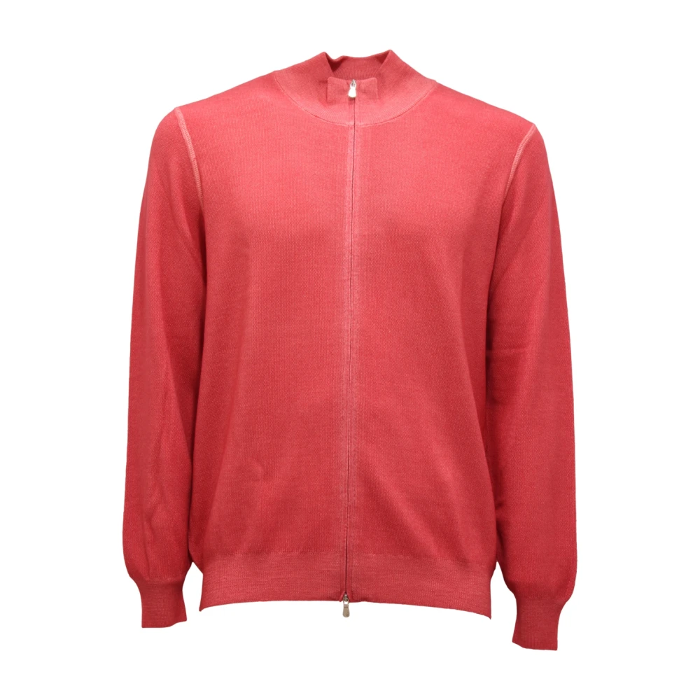 Gran Sasso Uomo Rosa Maglione In Lana Con Zip Intera