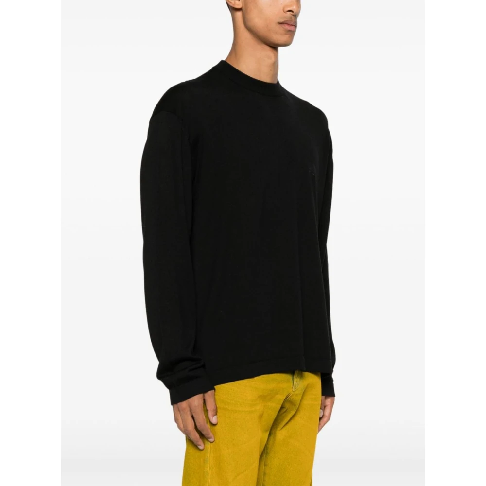 Msgm Zwarte wollen gebreide trui Aw24 Black Heren