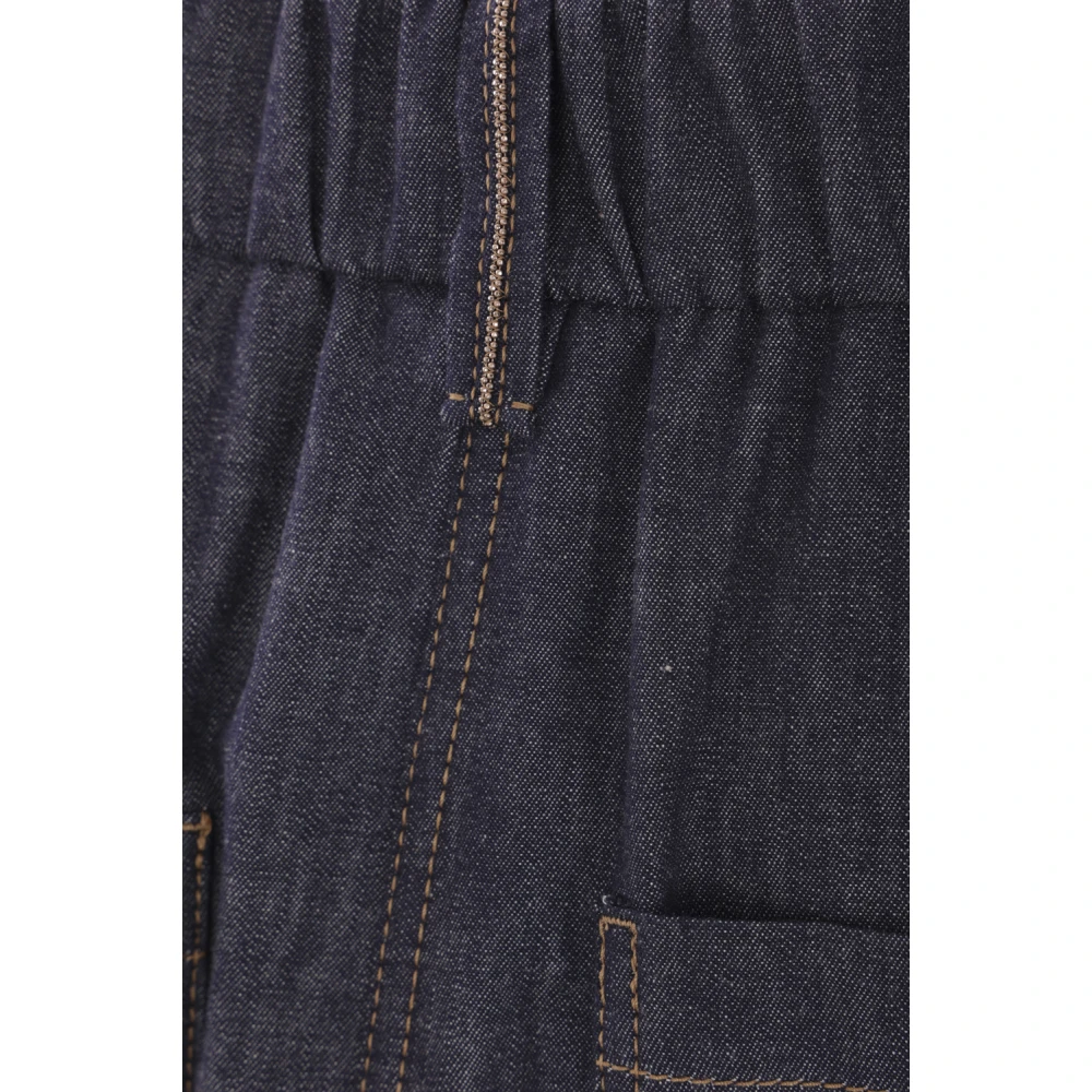BRUNELLO CUCINELLI Blauwe Baggy Jeans Elastische Taille Blue Dames
