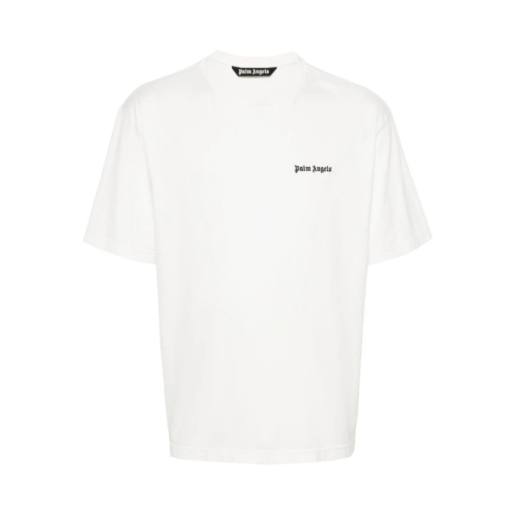 Palm Angels Geborduurd Logo T-shirt White Heren