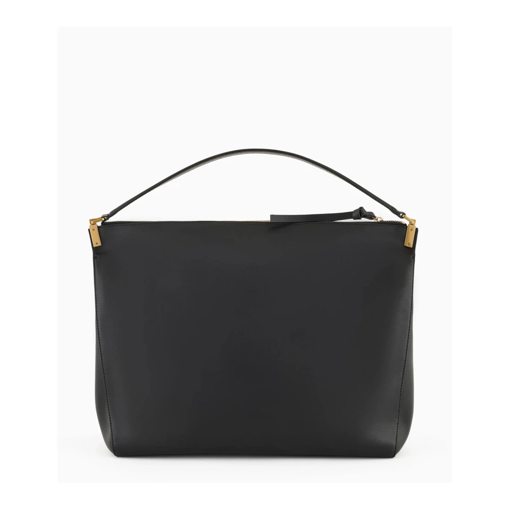 Emporio Armani Glad leren enkele handvat zwarte tas Black Dames