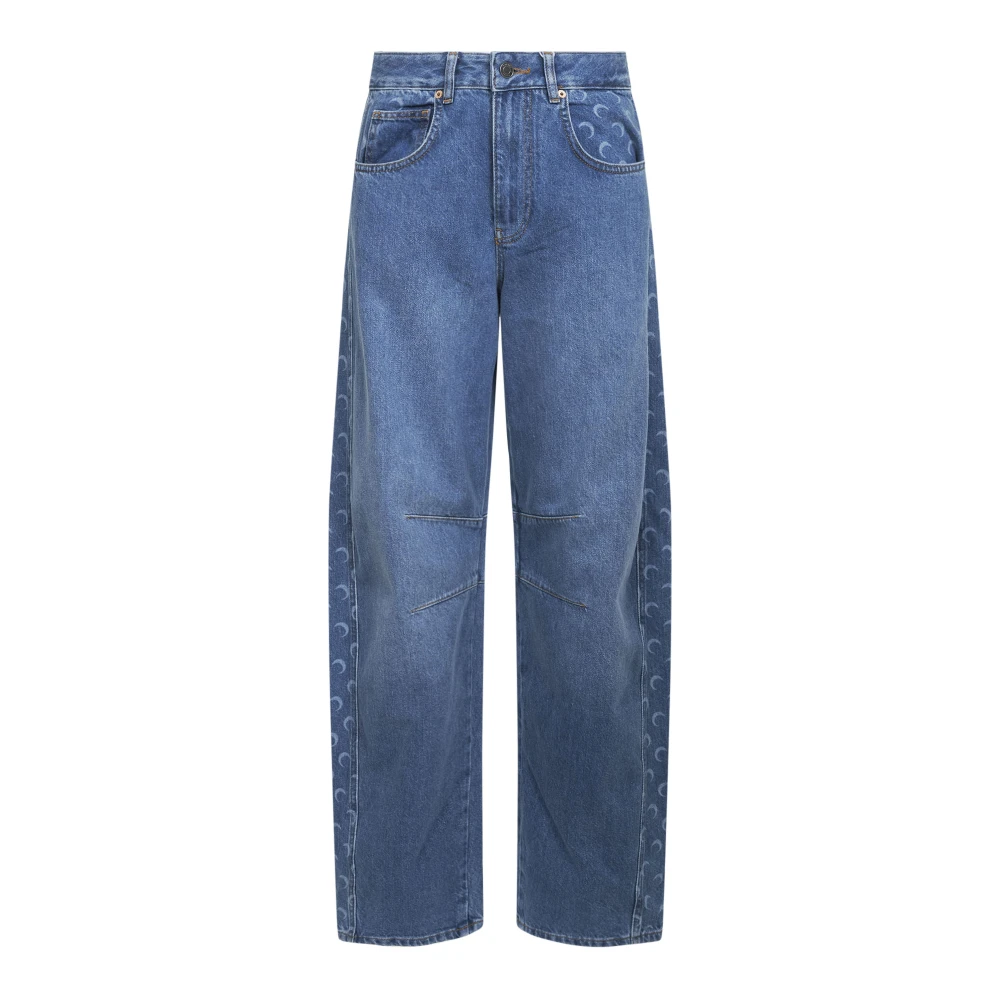 Marine Serre Blue Moon Laser Baggy Jeans - Female - Loose Fit Jeans - M - Jeans