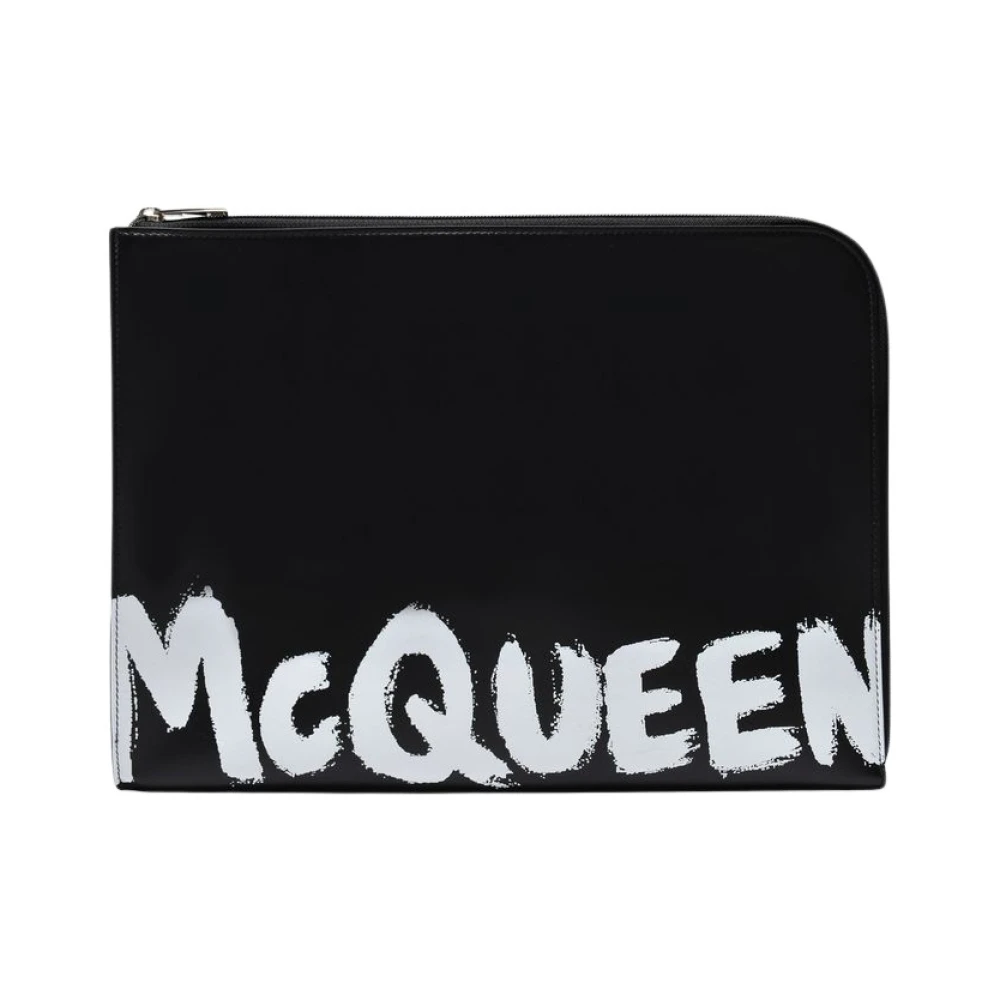 Alexander Mcqueen Men's Black Wallets & Cardholders, One Size, A4 Zip Pouch In Leather