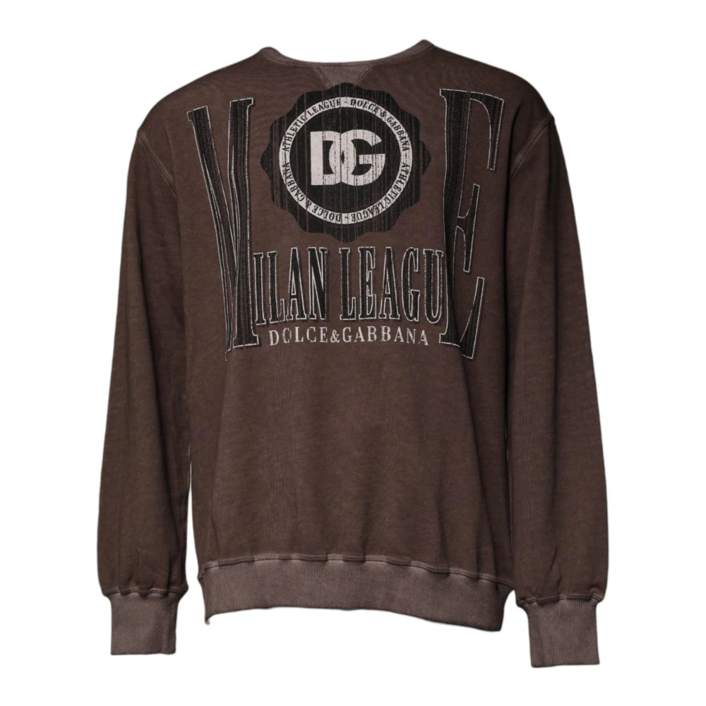 Dolce & Gabbana Logo Print Pullover Trui in bruin Brown Heren