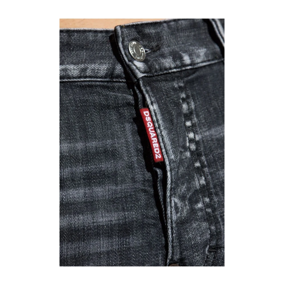 Dsquared2 Zwarte Vervaagde Stretch Katoenen Jeans Black Heren