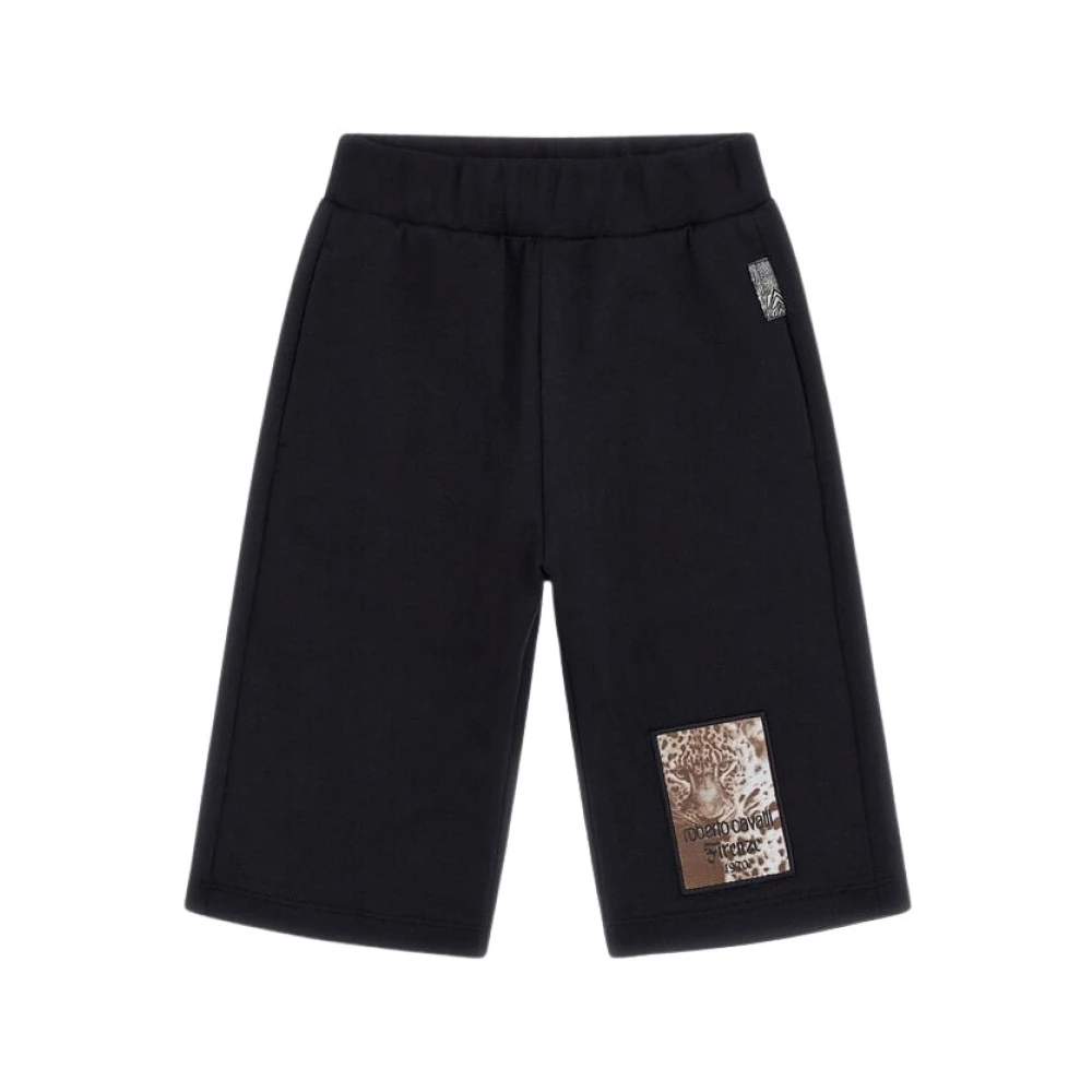 Roberto Cavalli Black Shorts, Male, 6 Y, Logo Cotton Shorts Boy