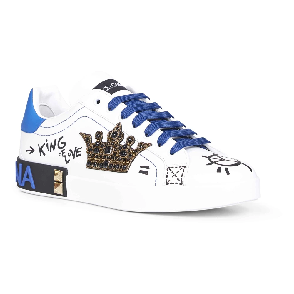Dolce & Gabbana Men's Multicolor Sneakers, 7 Uk, Portofino Leather Trainers
