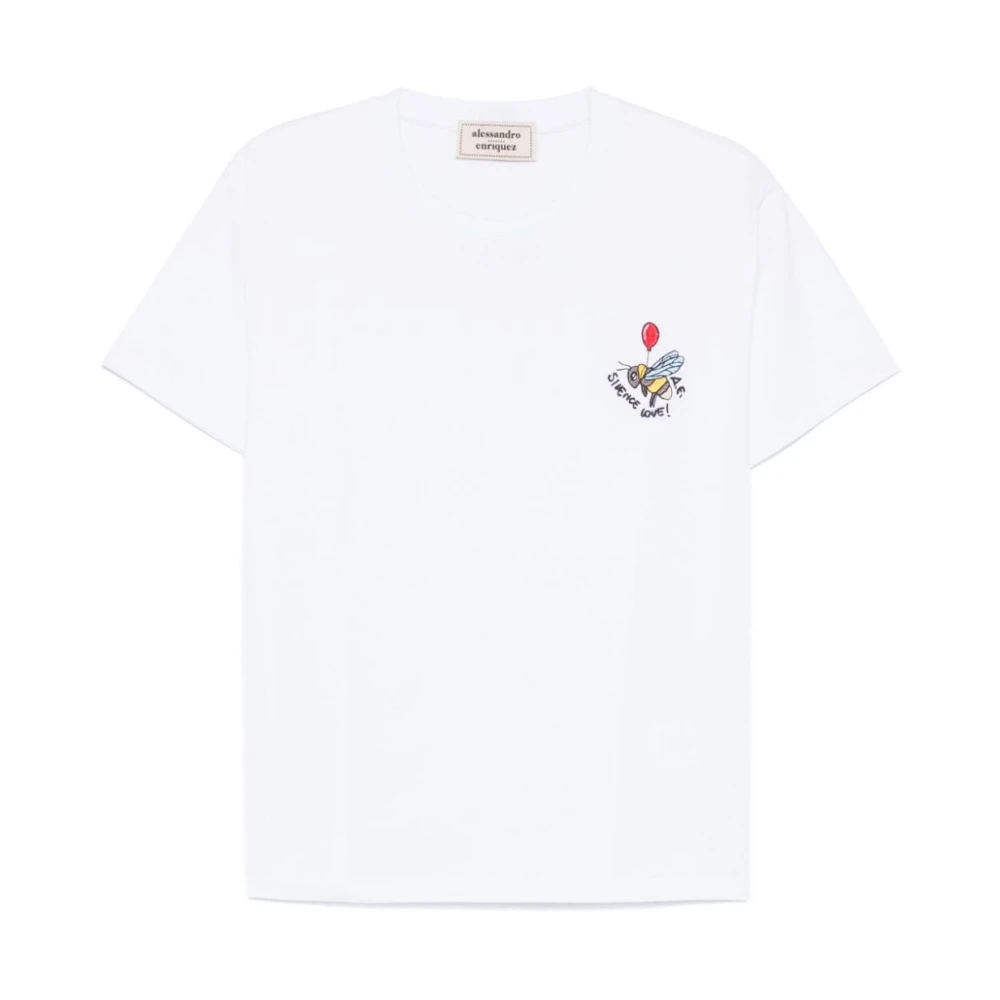 Alessandro Enriquez Geborduurde slogan ronde hals t-shirt White Dames