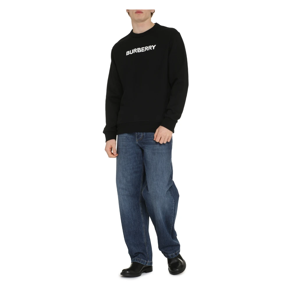 Burberry Katoenen Crew-Neck Sweatshirt Black Heren