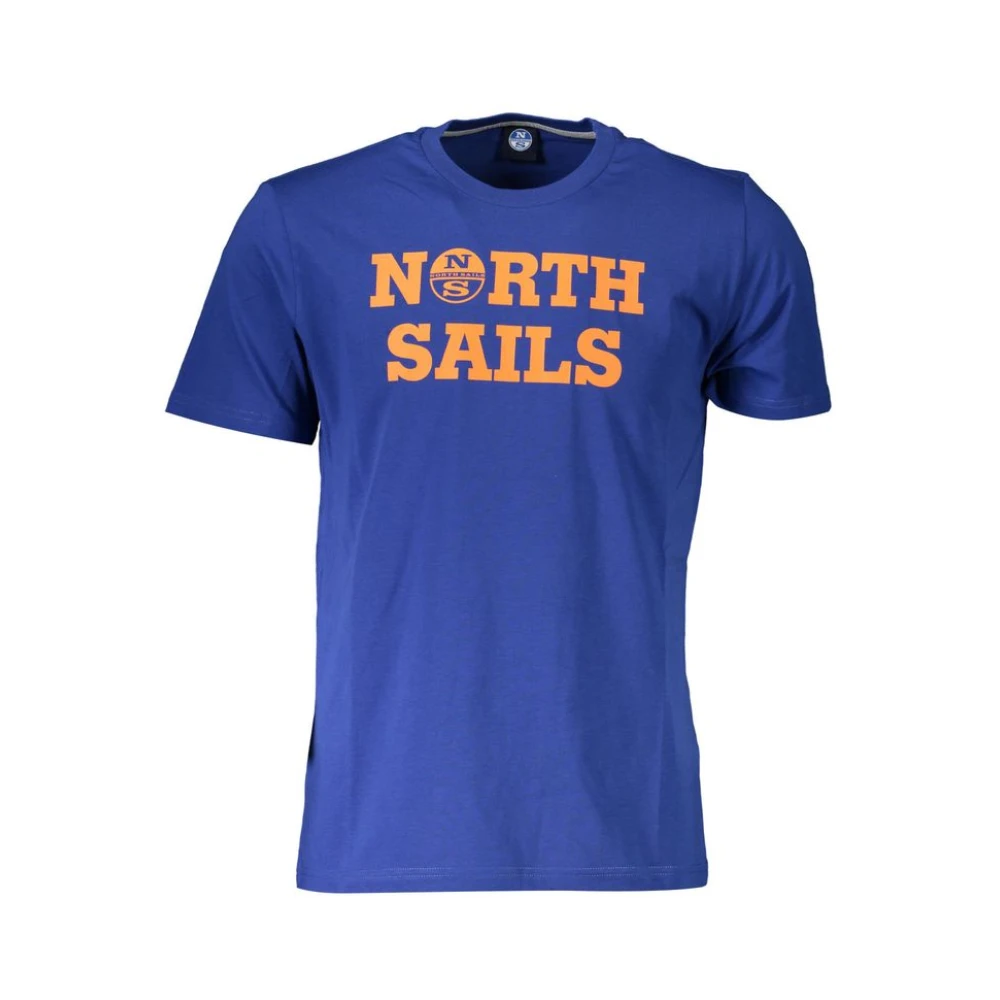 North Sails Blue Cotton T-Shirt With Signature Print - Male - T-Shirts - Blue - L - Tops