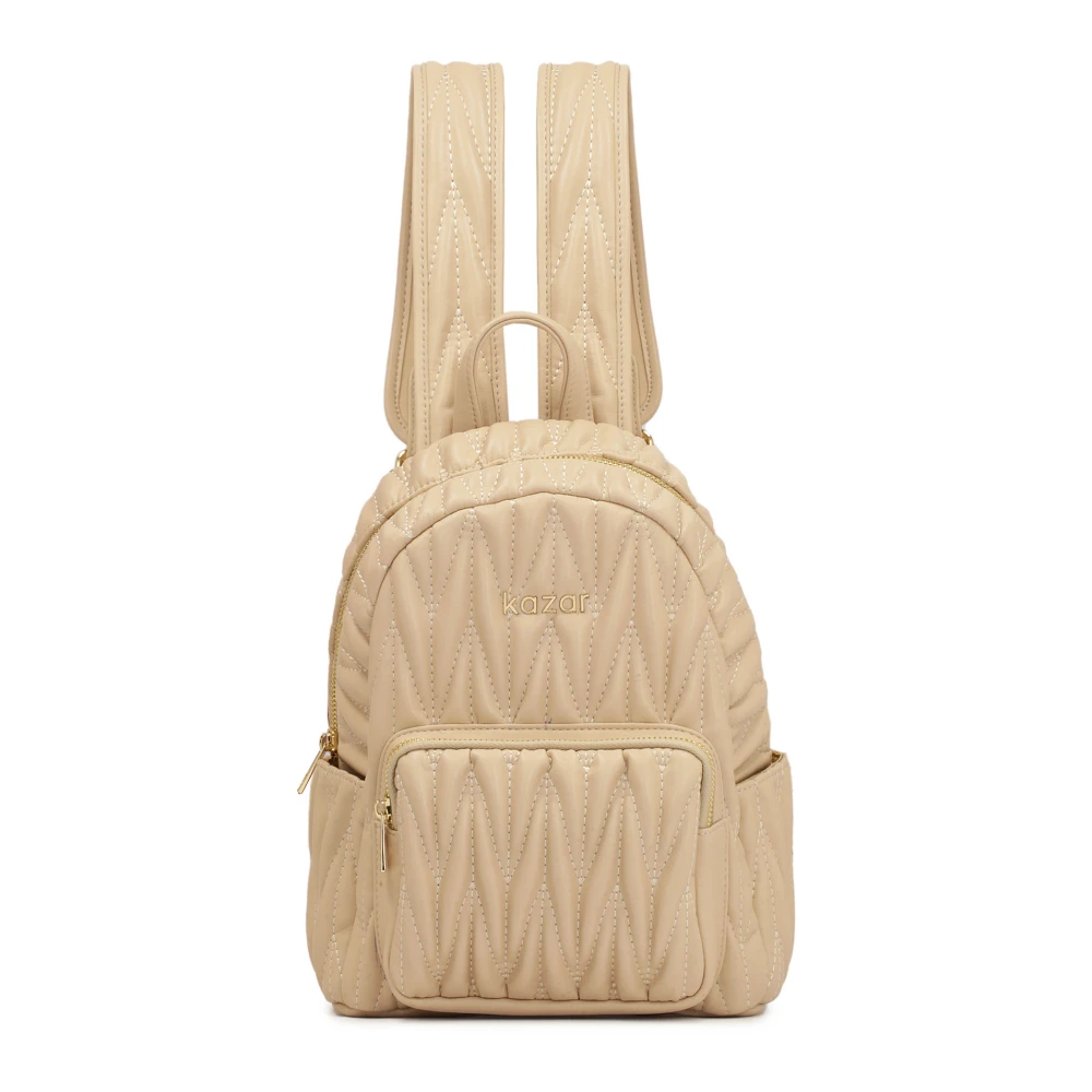 Kazar Gewatteerde beige graanleren rugzak Beige Dames