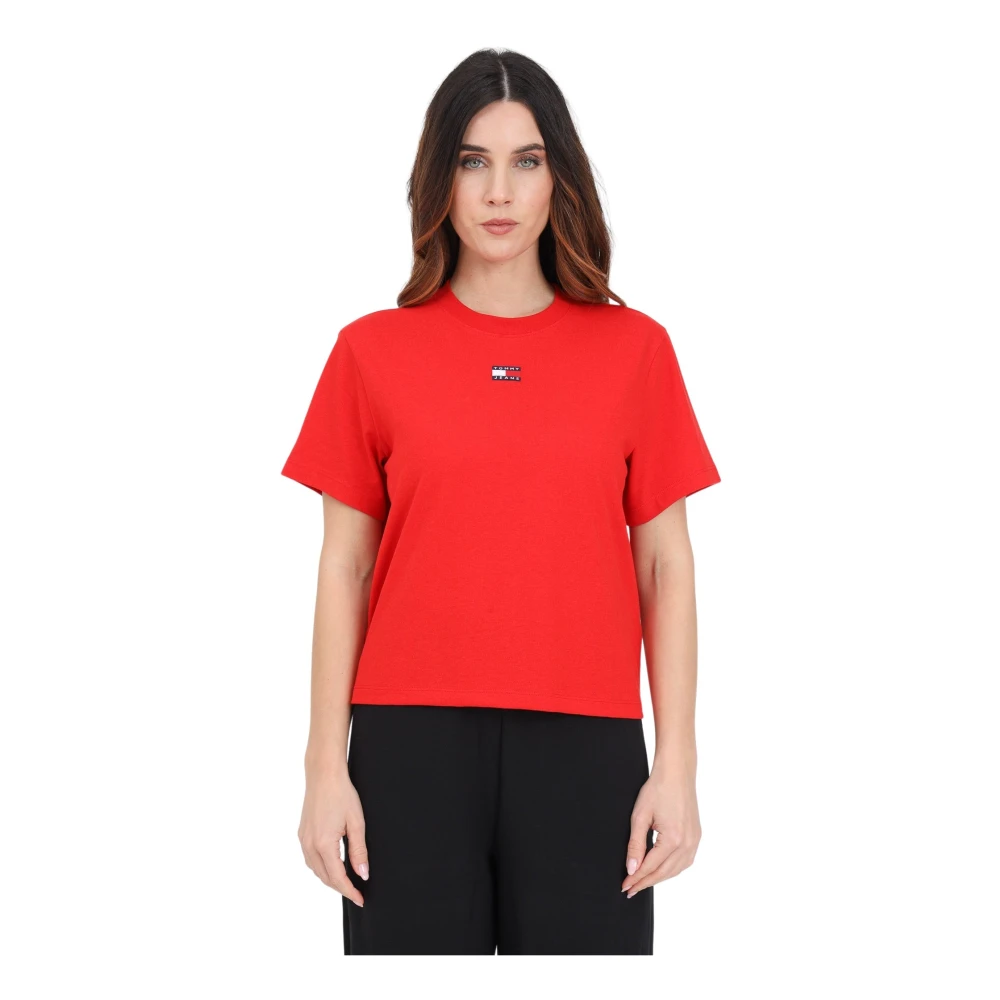 Tommy Jeans Röd Logo T-shirt för kvinnor Red, Dam