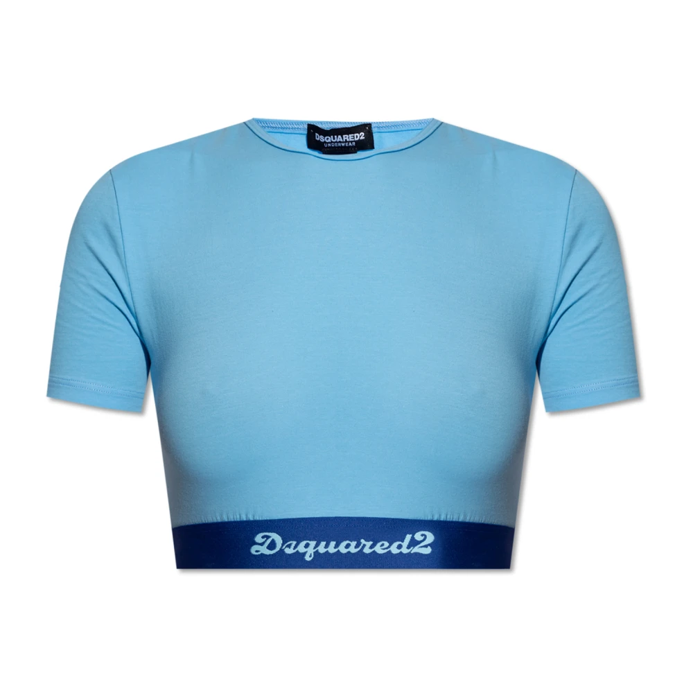 Dsquared2 Geknipt T-shirt met logo Blue Dames
