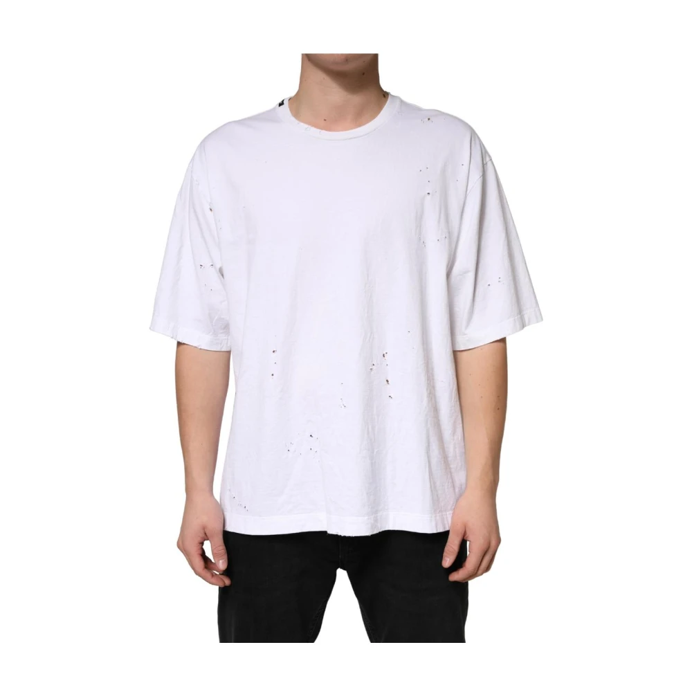 Dolce & Gabbana White Oversized Cotton Men Crew Neck T-shirt - IT54 | XL - Image 2