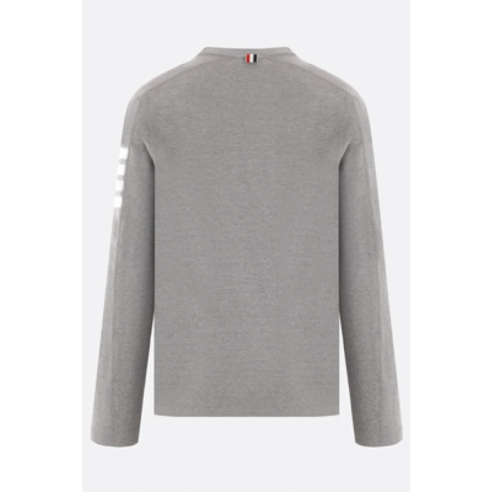 Thom Browne Grijze T-shirt met Lange Mouwen van Katoenen Jersey met 4bar Detail Gray Heren