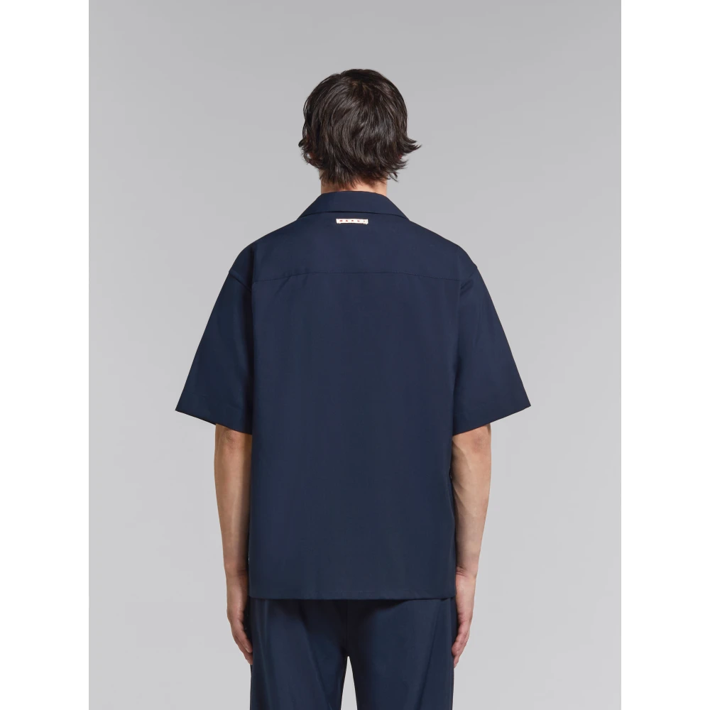 Marni Tropical wool bowling shirt Blue Heren