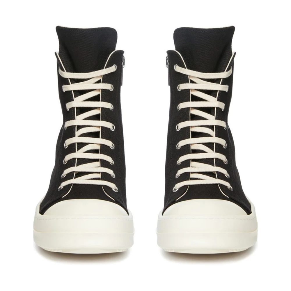 Rick Owens Zwarte hoge sneakers met rits Black Heren