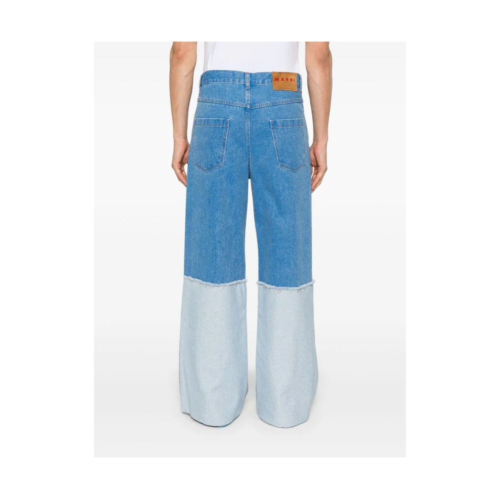 Marni Blauwe Denim Wide Leg Jeans Blue Heren