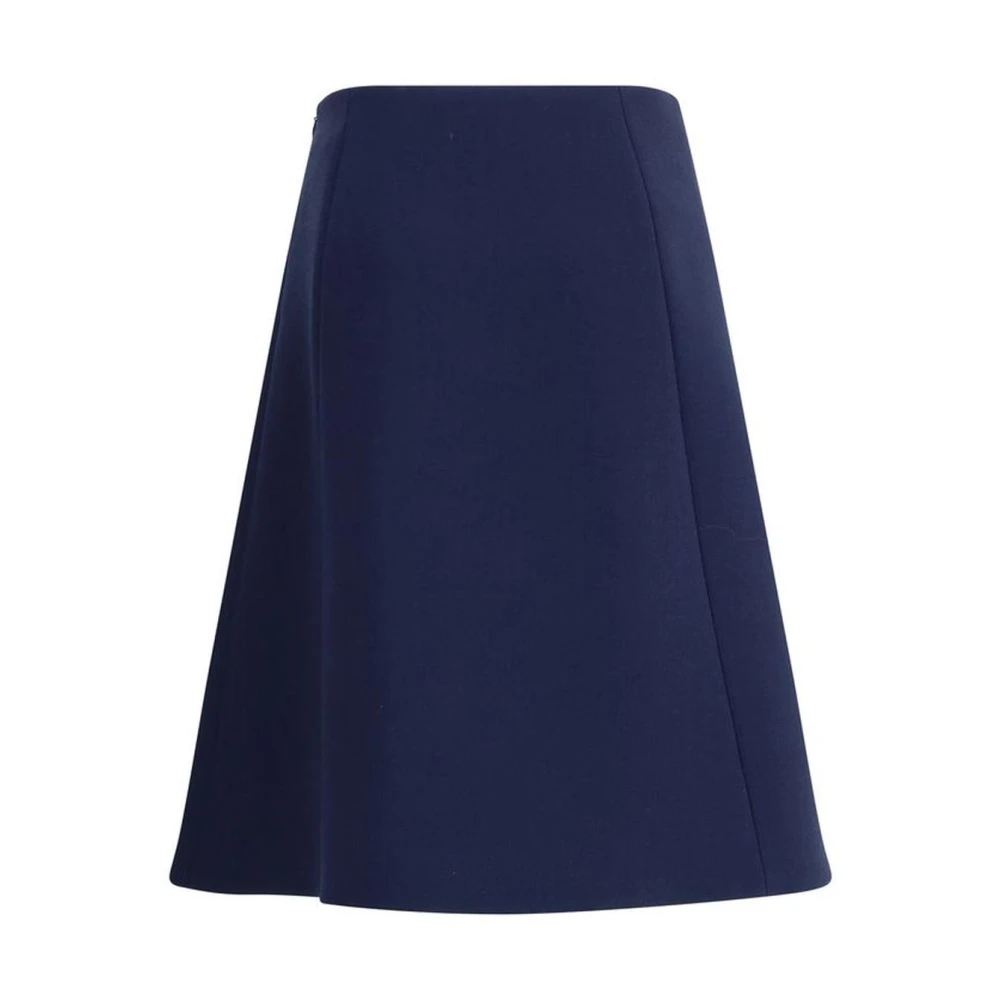 Valentino Gouden Taille Geplooide Midi Rok Blue Dames