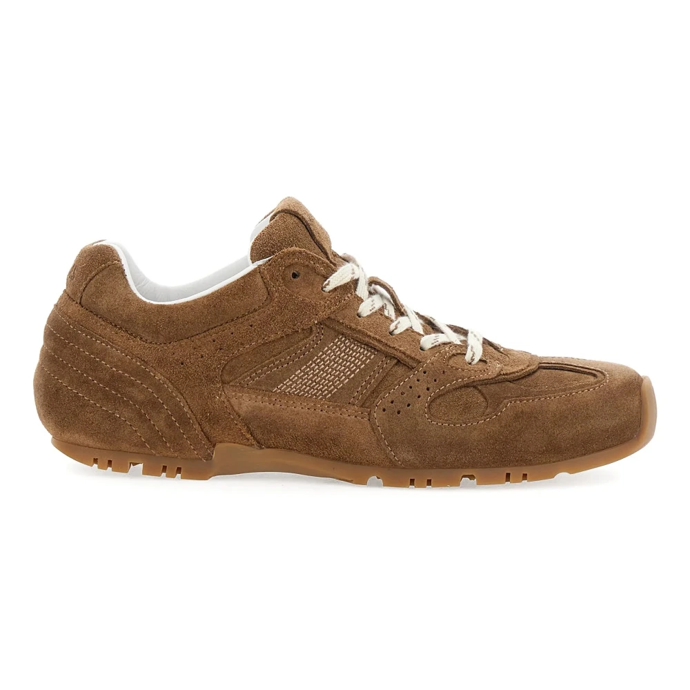 Alohas Bruine Leren Sneakers met Katoenen Decoraties Dames Schoenen