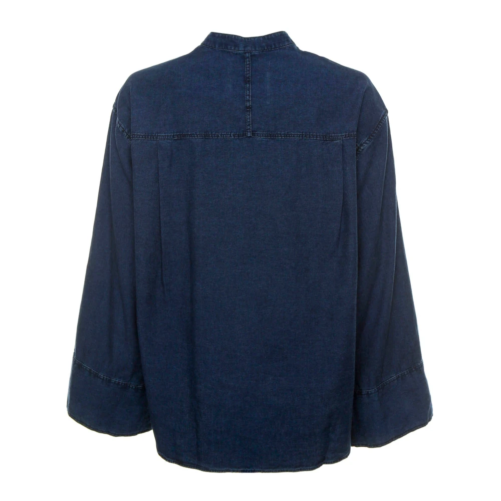 closed Blouse met relaxte pasvorm en omslagdetail Blue Dames