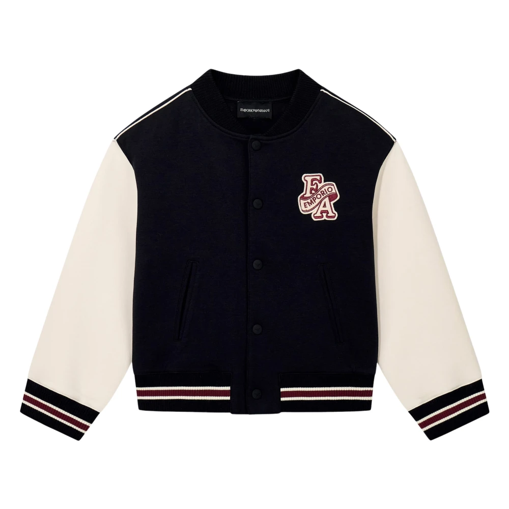 Emporio Armani , Light Jackets, Unisex, Blue, 8 Y | 128 Cm, Logo Bomber Jacket