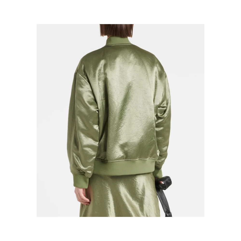 Max Mara Satin Bomberjack in Khaki Green Dames