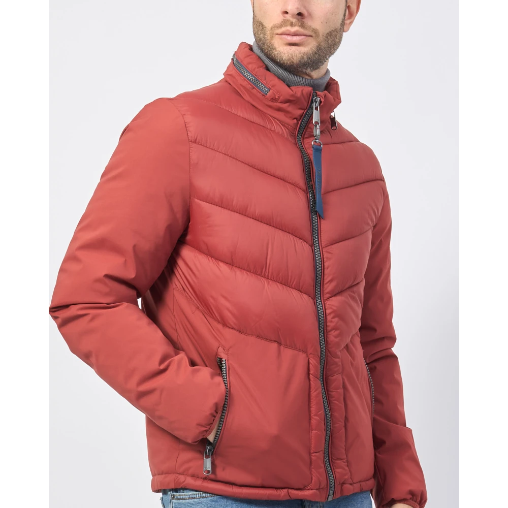 YES ZEE Rode Gewatteerde Fullzip Jas Red Heren