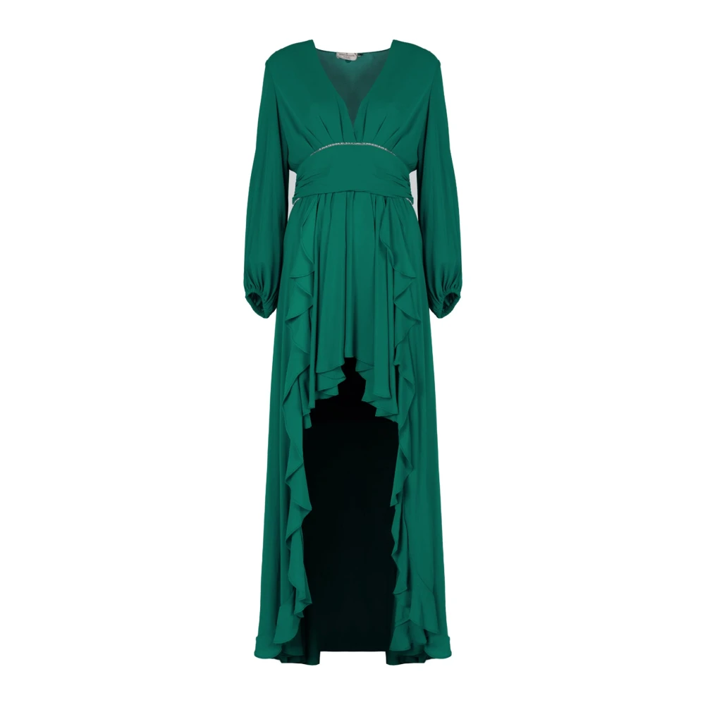 Liu Jo Elegante Maxi Jurk met V-Hals Green Dames