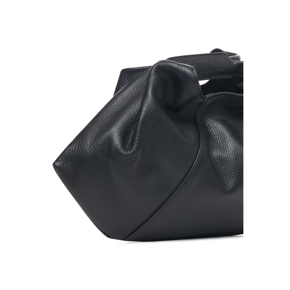 MM6 Maison Margiela Zwarte leren mini-tas met gedrapeerd design Black Dames