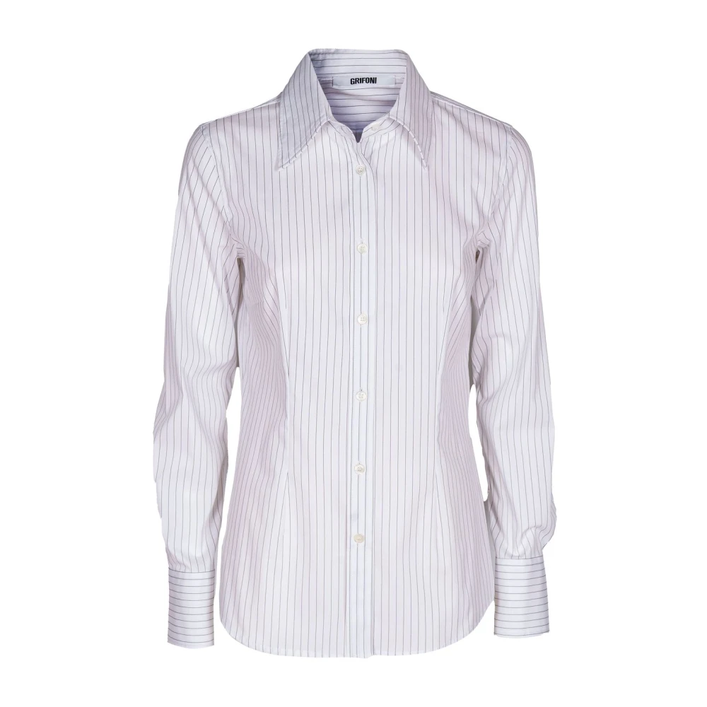 Mauro Grifoni Gestreepte slim fit damesoverhemd White Dames