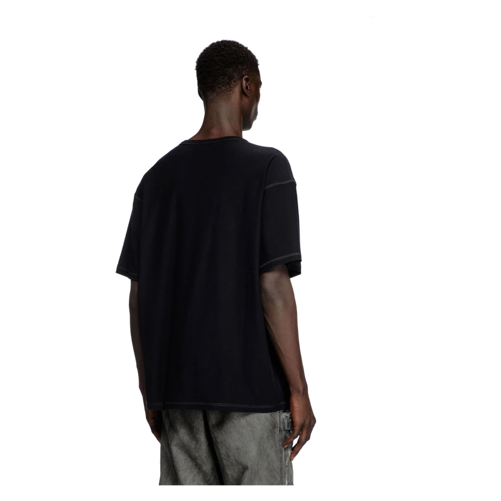 Diesel Katoenen T-shirt met frontprint Black Heren