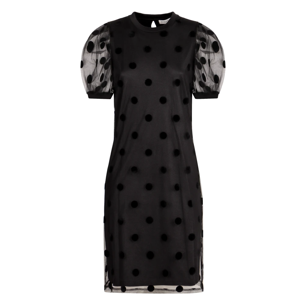 Nina Ricci Polka-dot mini-jurk met ballonmouwen Black Dames