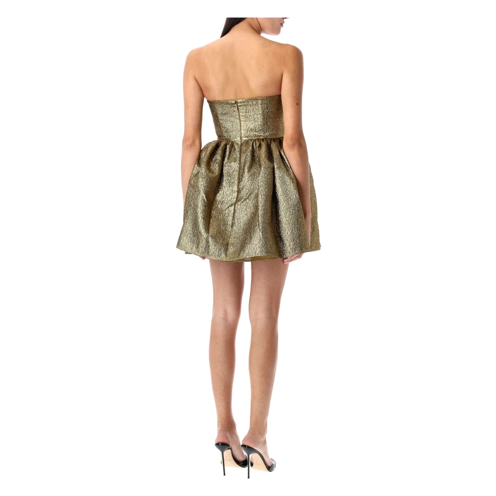 Self Portrait Metallic Jacquard Mini Jurk Goud Yellow Dames