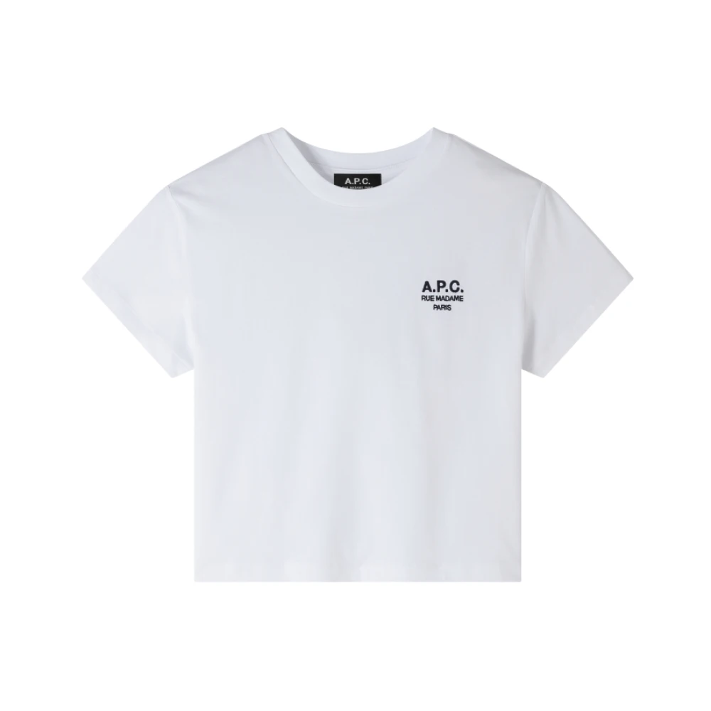 A.p.c. Navy Geborduurde Katoenen Box Top White Dames