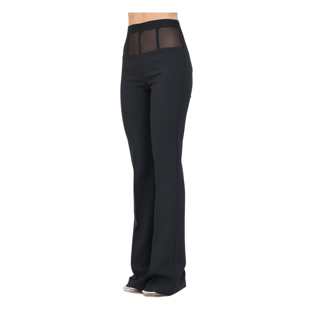 Elisabetta Franchi Zwarte elegante broek met tule detail Black Dames