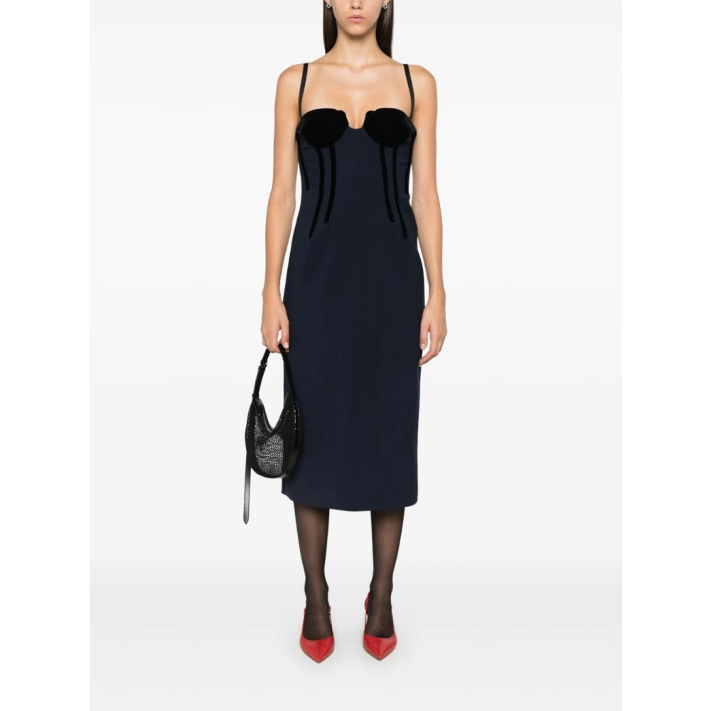 SPORTMAX Zwarte Midi Jurk met Bustier Stijl Black Dames