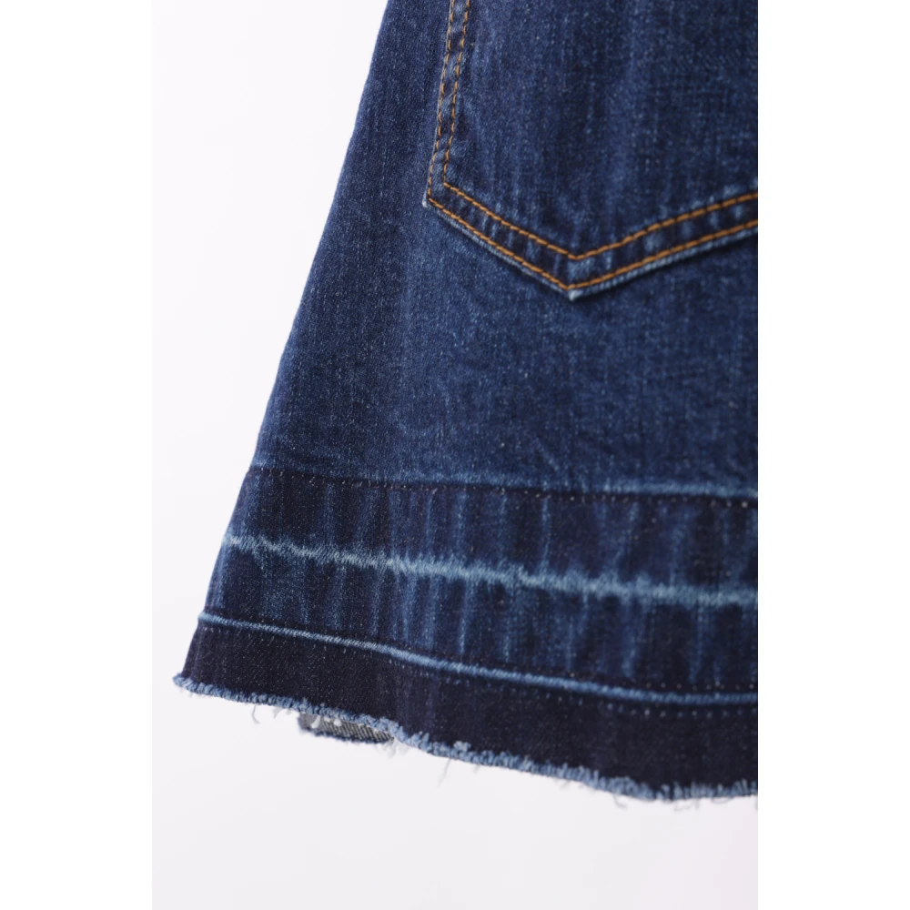 Sacai Wol en Denim Shorts Blue Dames