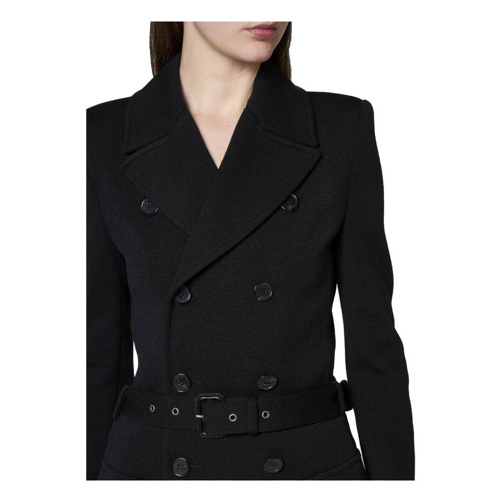 Saint Laurent Zwarte wollen blend double-breasted jas Black Dames