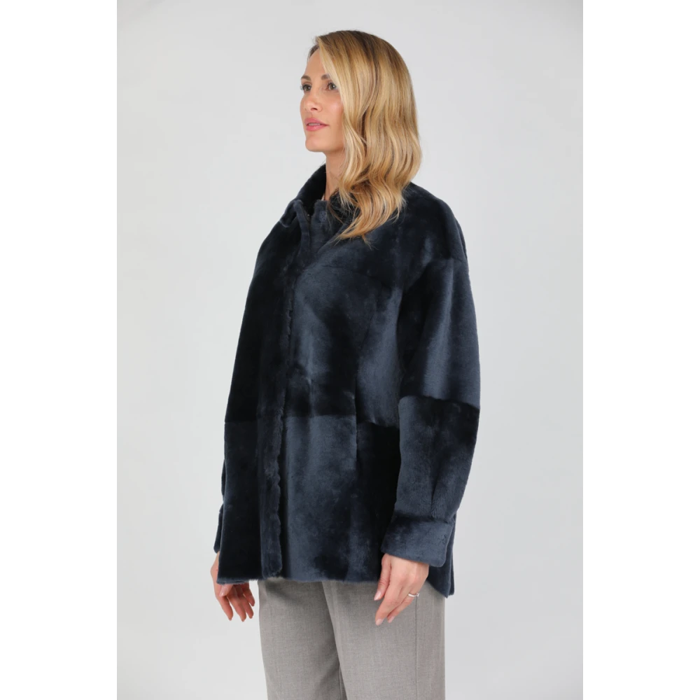 Gimo's Omkeerbare lamswollen jas Blue Dames
