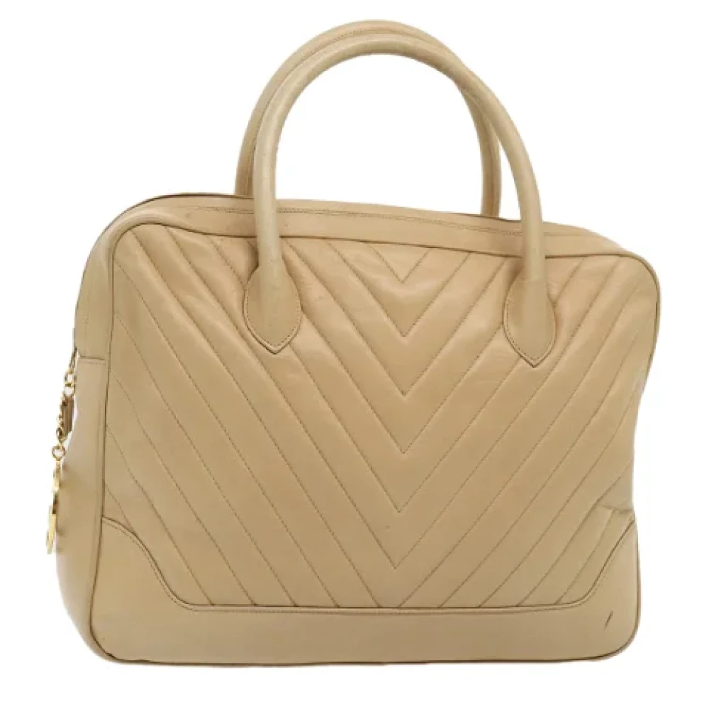 Chanel Vintage Pre-owned Leather handbags Beige Dames