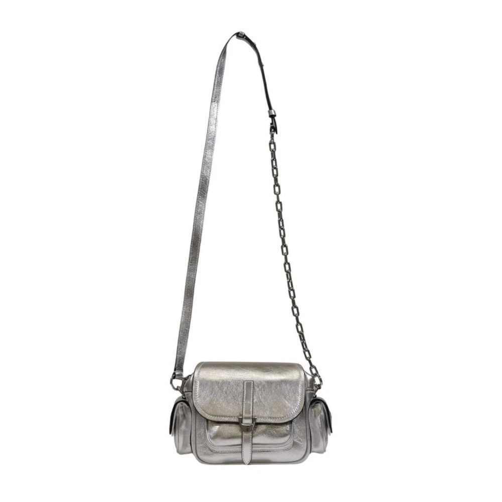 Coccinelle Zilveren leren handtas Dames tassencollectie Gray Dames