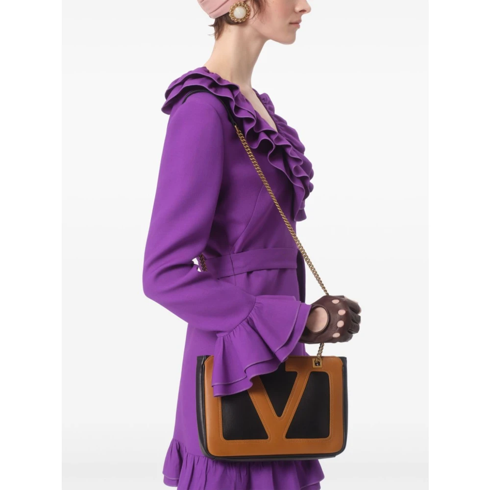 Valentino Paarse wol-zijde mix jurk met ruches Purple Dames