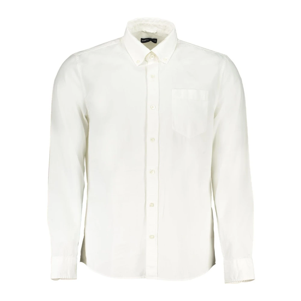 North Sails Wit Overhemd met Lange Mouwen en Button-Down Kraag White Heren