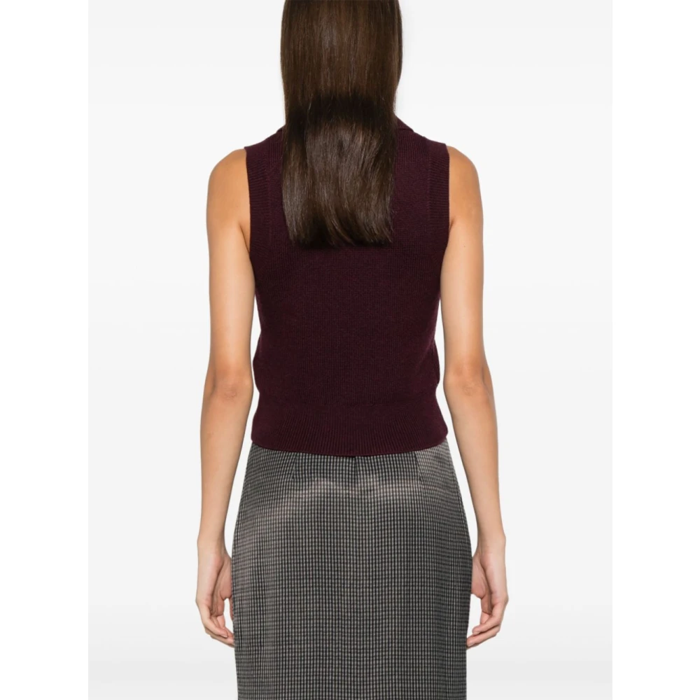 Remain Birger Christensen Mouwloos Poloknit Vest Red Dames