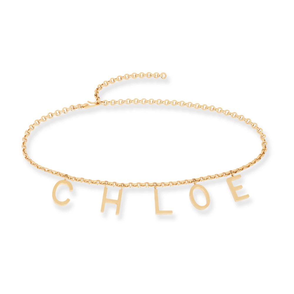 Chloé Women's Yellow Letters Metal Belt