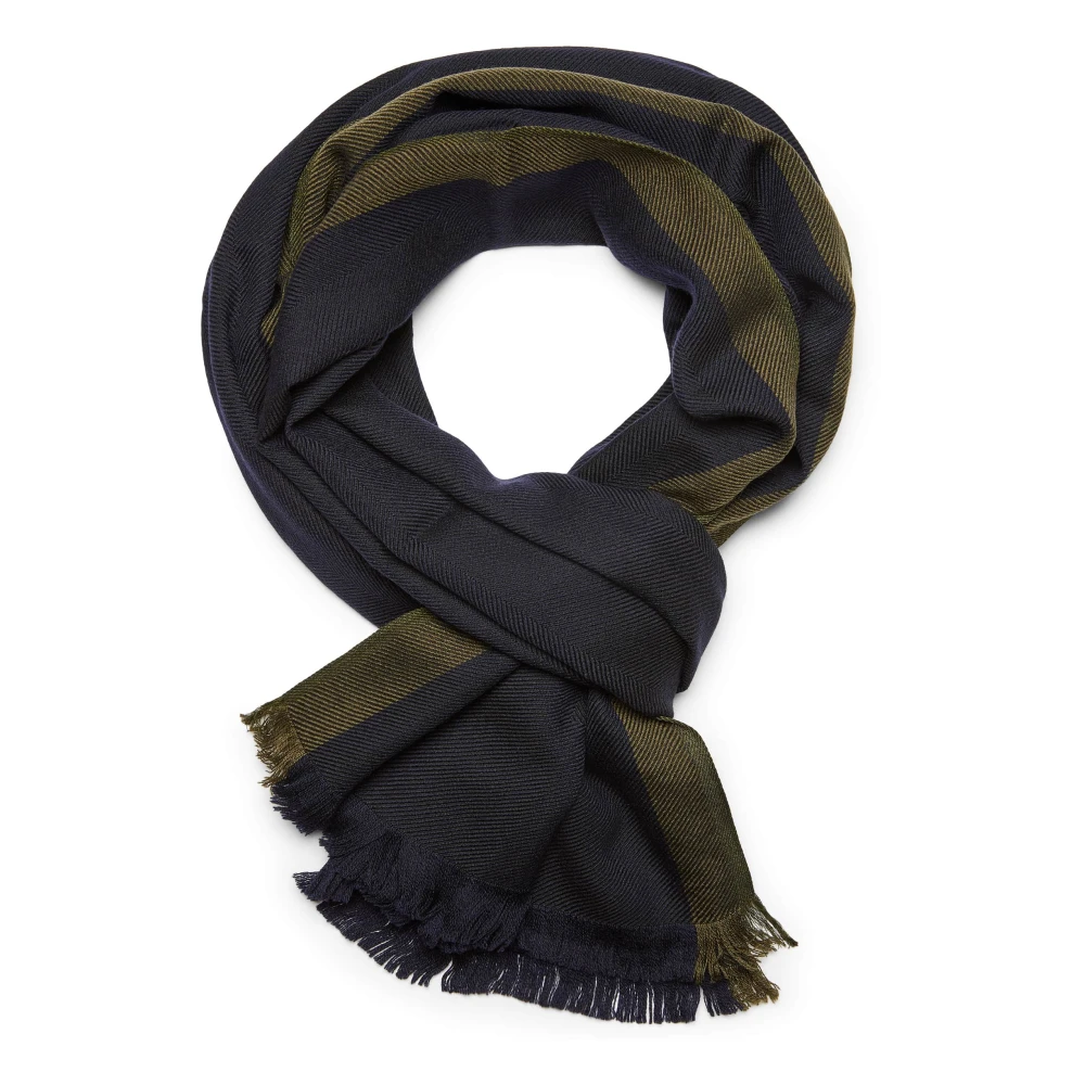 Boggi Milano Herenbone wollen sjaal Blue Heren