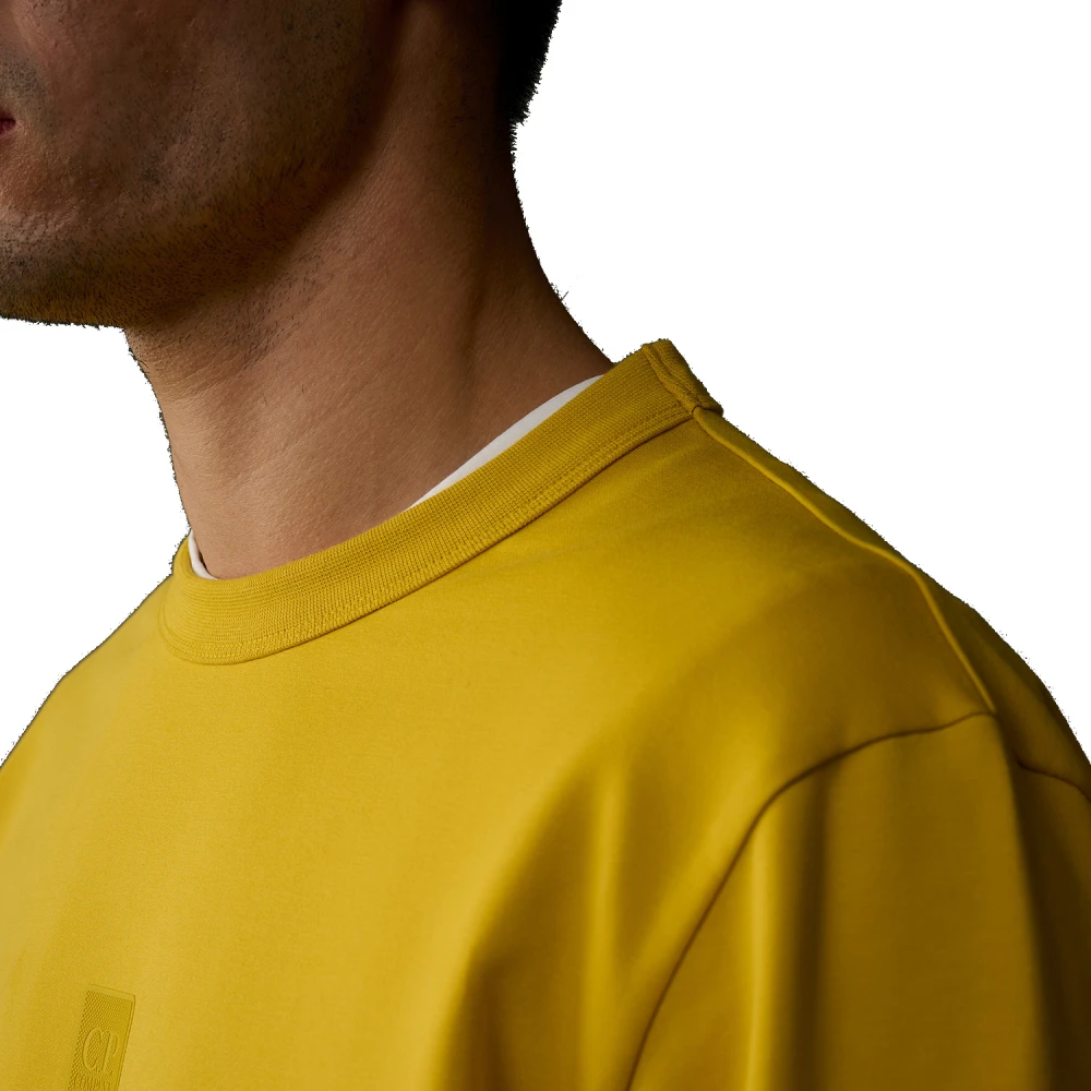 C.P. Company Geribbelde Crewneck Fleece Sweater Yellow Heren